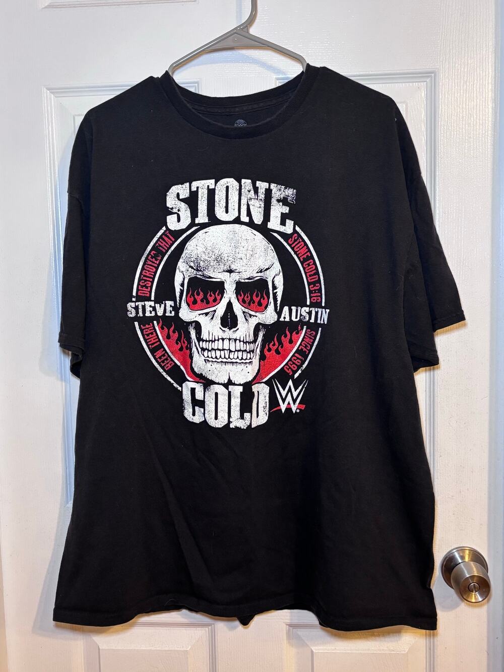 WWE Stone Cold Steve Austin Skull Graphic T-Shirt Black Men’s XXL Wrestling Tee